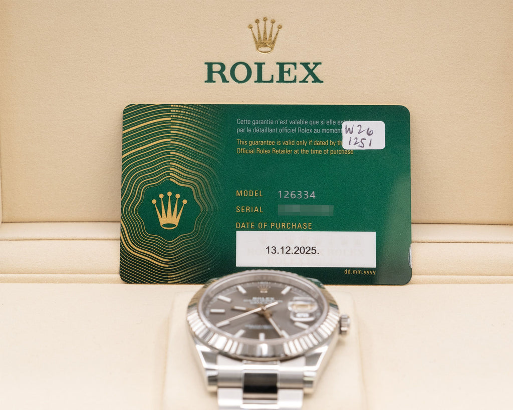 Rolex Datejust 41 Dark Rhodium Index Dial on Oyster 126334 Complete 2025