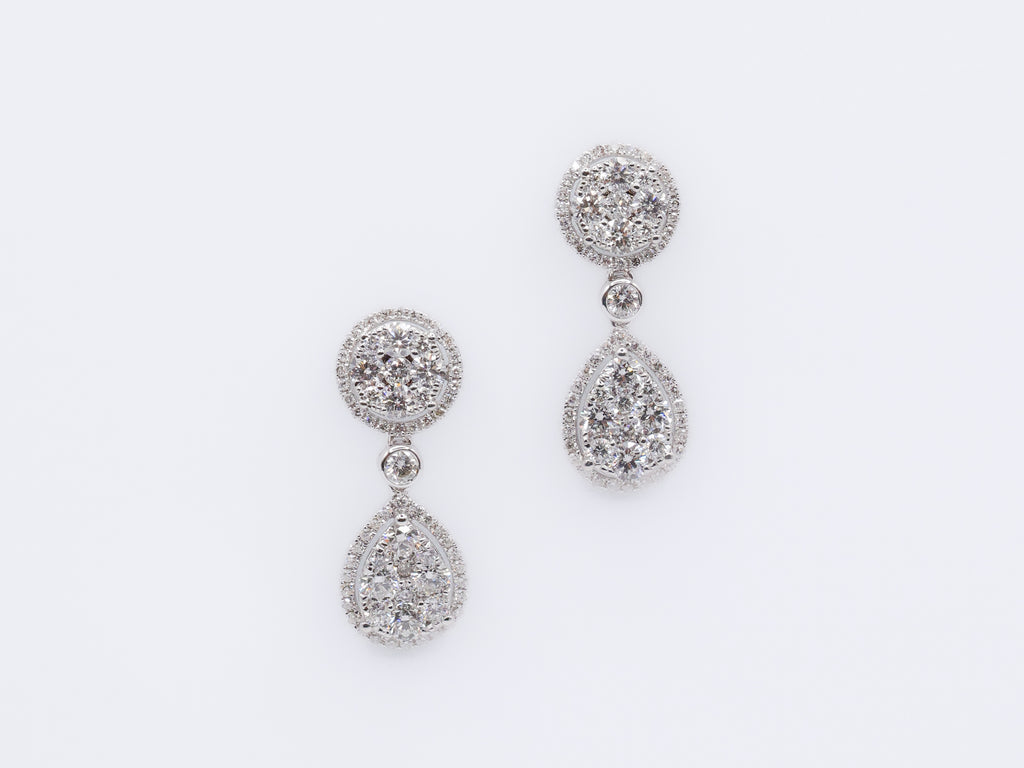 18KT White Gold Round Natural Diamond Drop Earrings 2.42ctw E-242INV
