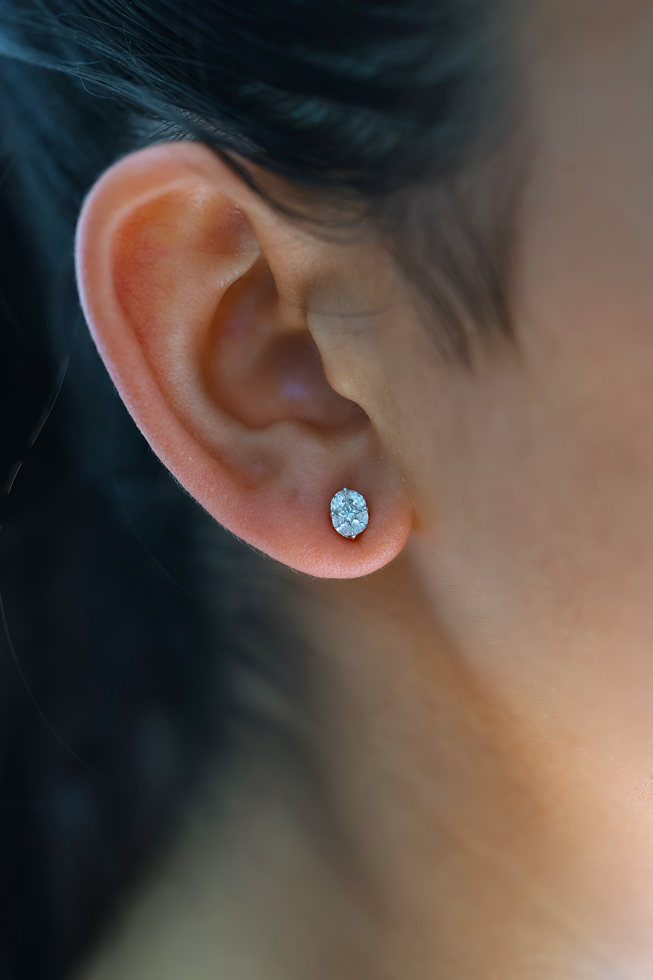 14KT White Gold Pear Marquise Natural Diamond Studs 0.50ctw E-50INV