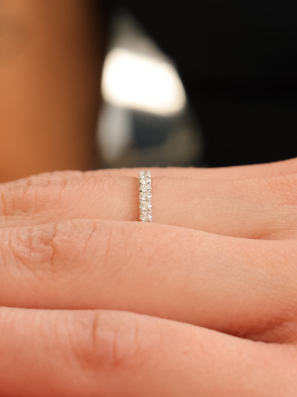 Round Diamond Eternity Stackable Thin Band 18KT Gold 0.5ct R-50