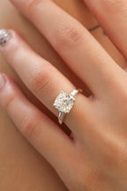GIA Cushion Cut Natural Diamond Three Stone Platinum Ring 4.18ct R-334CU