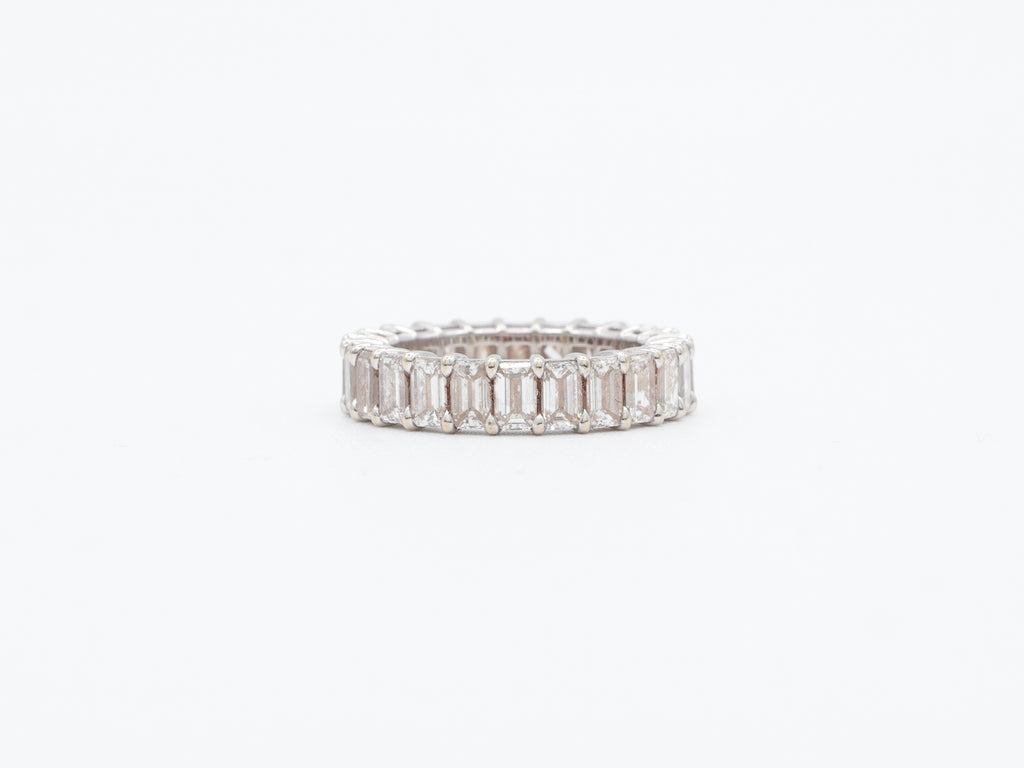 Emerald Cut Natural Diamond 18KT White Gold Eternity Band 4.8ct R-480EM