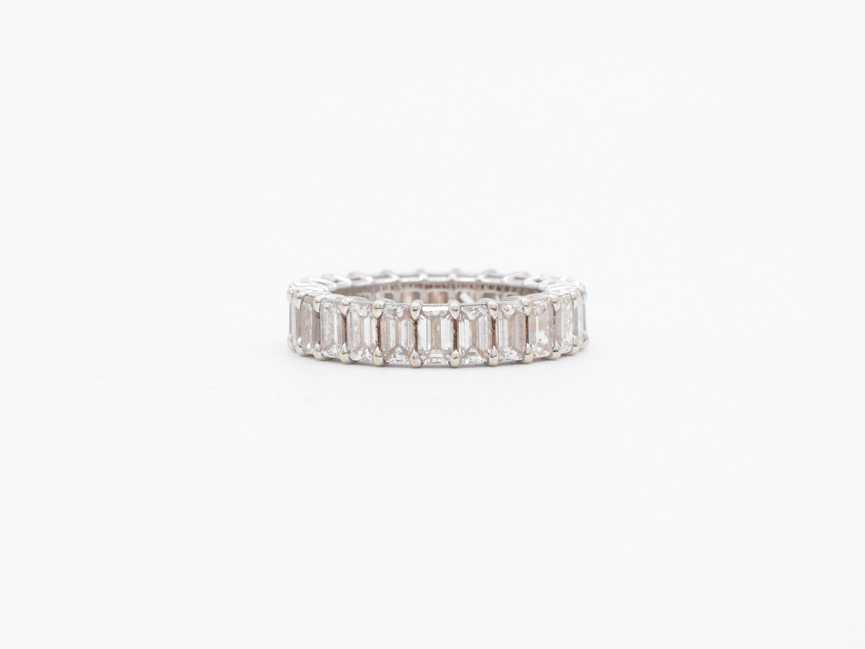 Emerald Cut Natural Diamond 18KT White Gold Eternity Band 4.8ct R-480EM