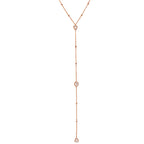 18K Rose Gold Round & Pear Natural Diamond Lariat Necklace N-308