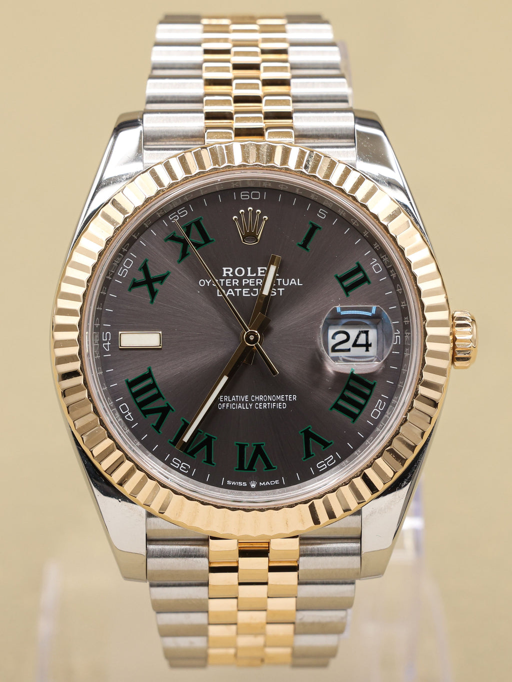 Rolex Datejust 41 Slate Green Roman Dial on Jubilee 126333 Complete 2021