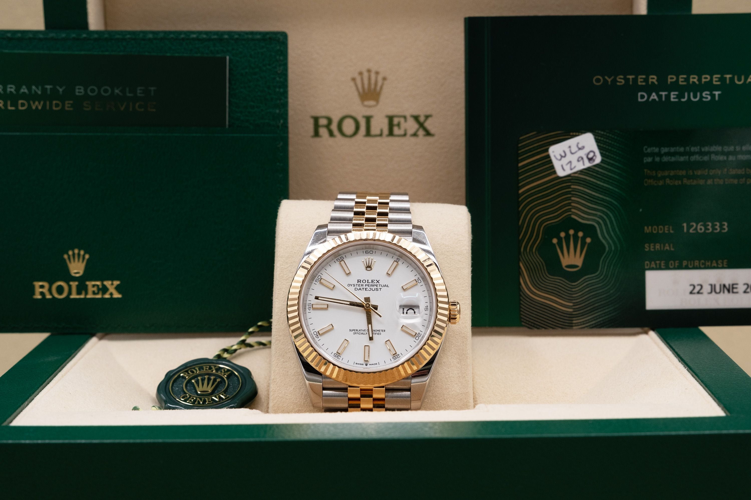 Rolex Datejust 41 White Index Dial on Jubilee 126333 Complete 2023