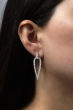 White Gold POINTED COCKTAIL Dangles Earrings 1.9 cts.