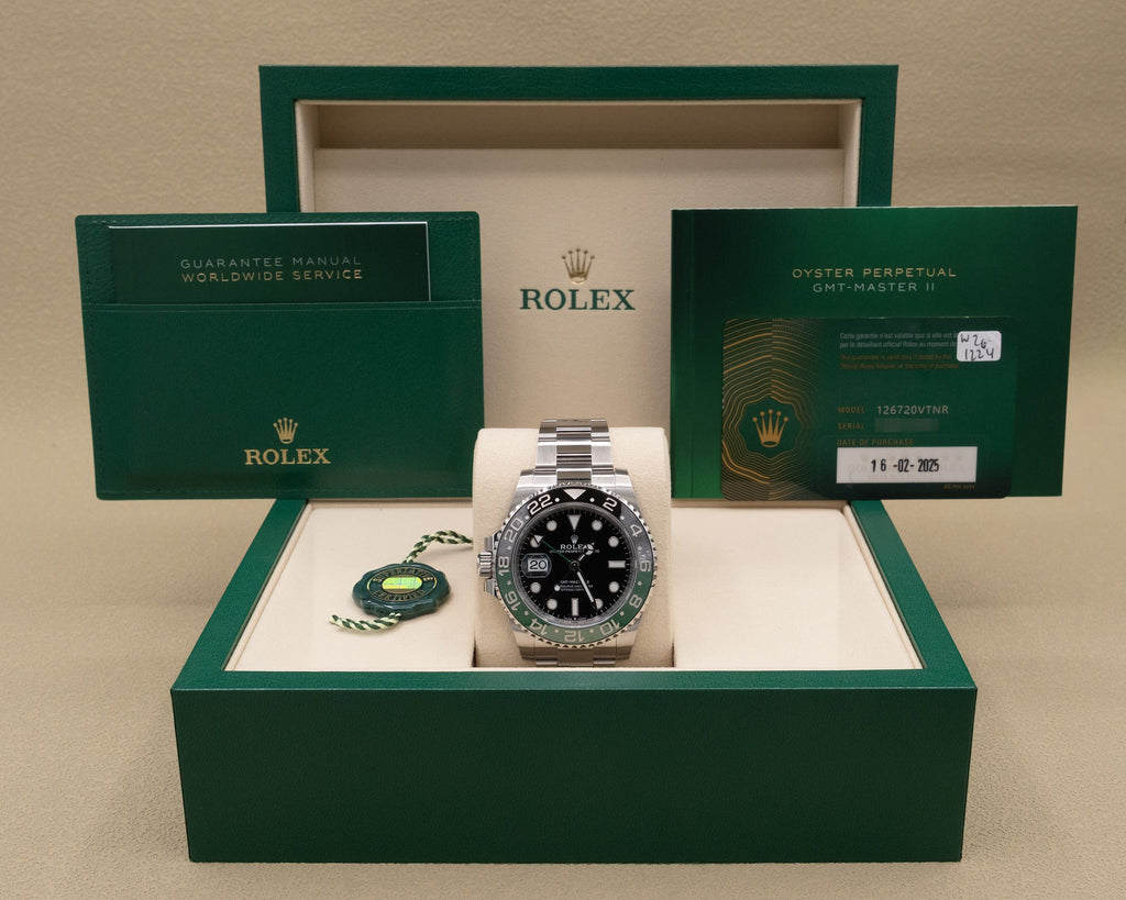 Rolex GMT-Master II "Sprite" Black Dial on Oyster 126720VTNR Complete 2025