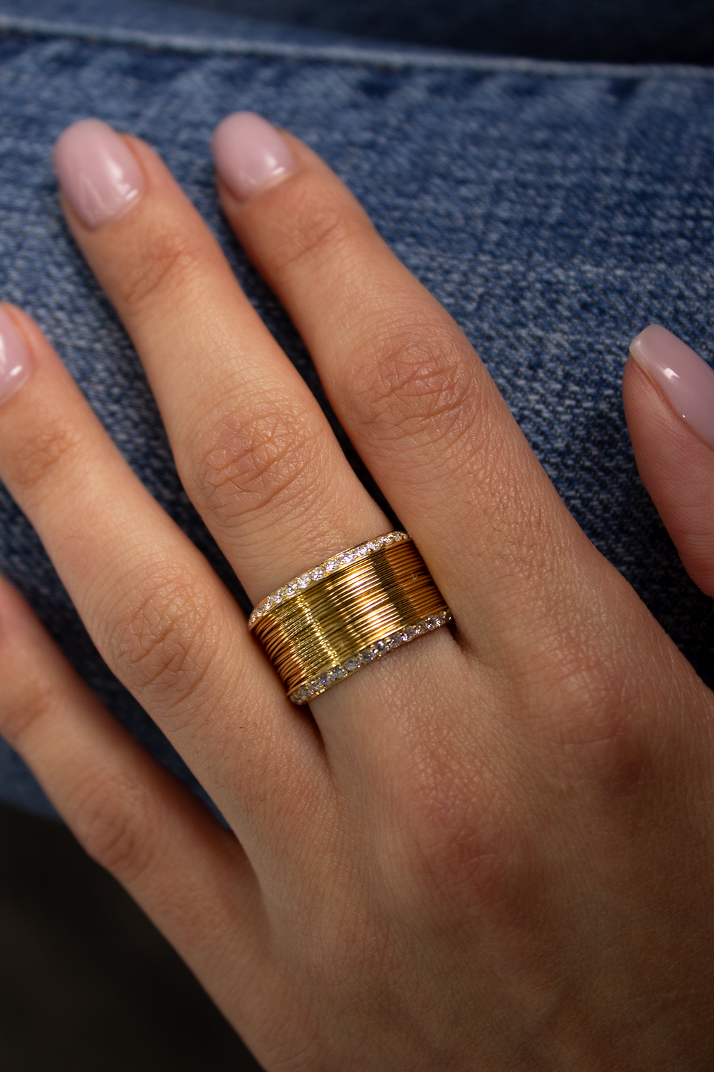 Round Natural Diamond Two-Tone 18KT Gold Fashion Ring 1.2ct R-WIRE2