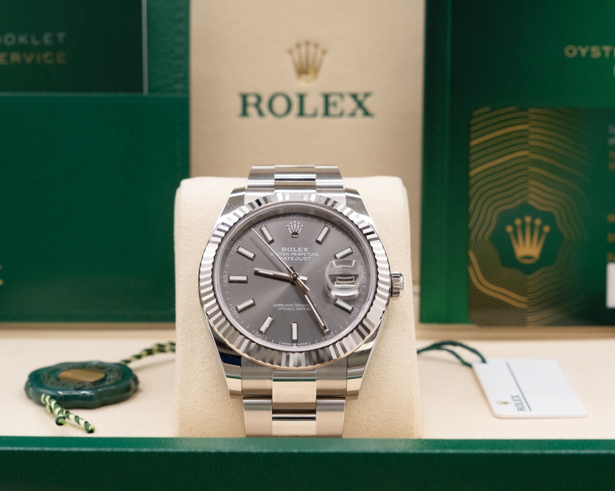 Rolex Datejust 41 Dark Rhodium Index Dial on Oyster 126334 Complete 2025