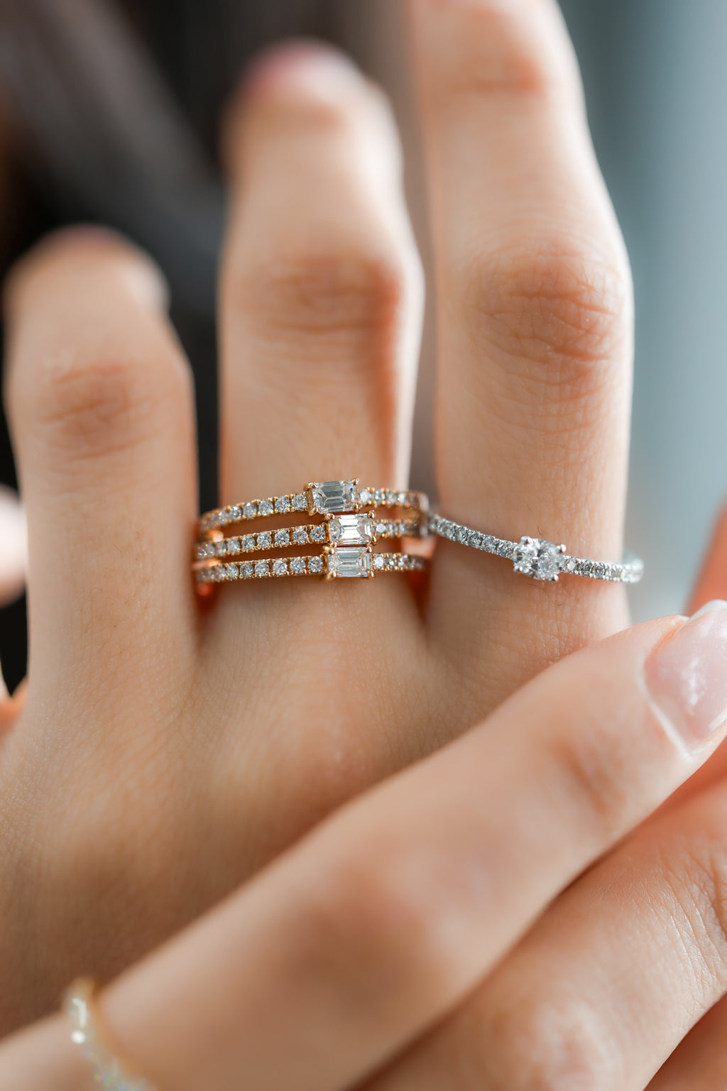 Oval Diamond Half Eternity Stackable Band 18KT White Gold 0.4ct R-333