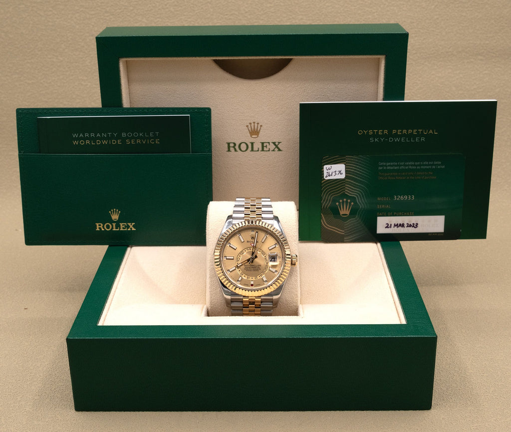 Rolex SkyDweller Champagne Dial on Jubilee 326933 Complete 2023