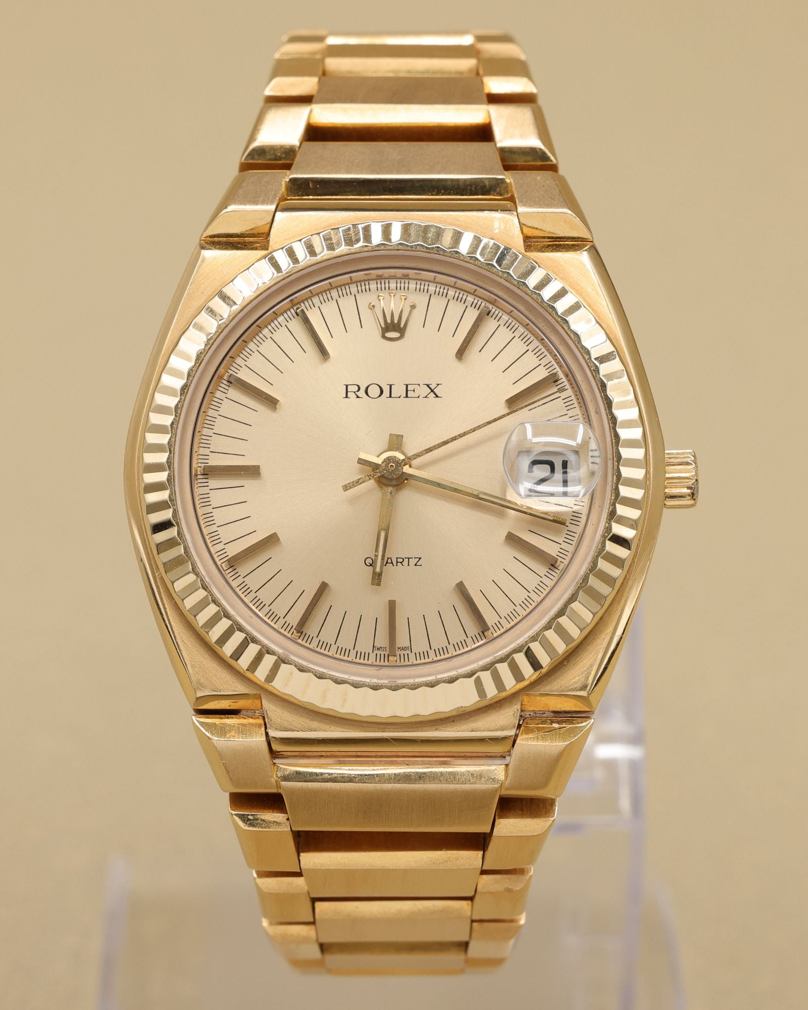 Rolex Datejust Oysterquartz Champagne Dial on Yellow Gold 5100 Papers 1977