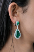 Platinum Pear and Oval Natural Diamond Dangle Earrings 23.29ctw E-2339