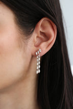White Gold MARQUISE 3-ROW DROP Dangles Earrings 2.57 cts.