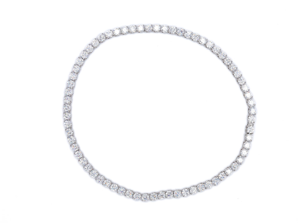 14K White Gold Lab Grown Round Diamond Tennis Necklace 45.7ct N-4568LGD