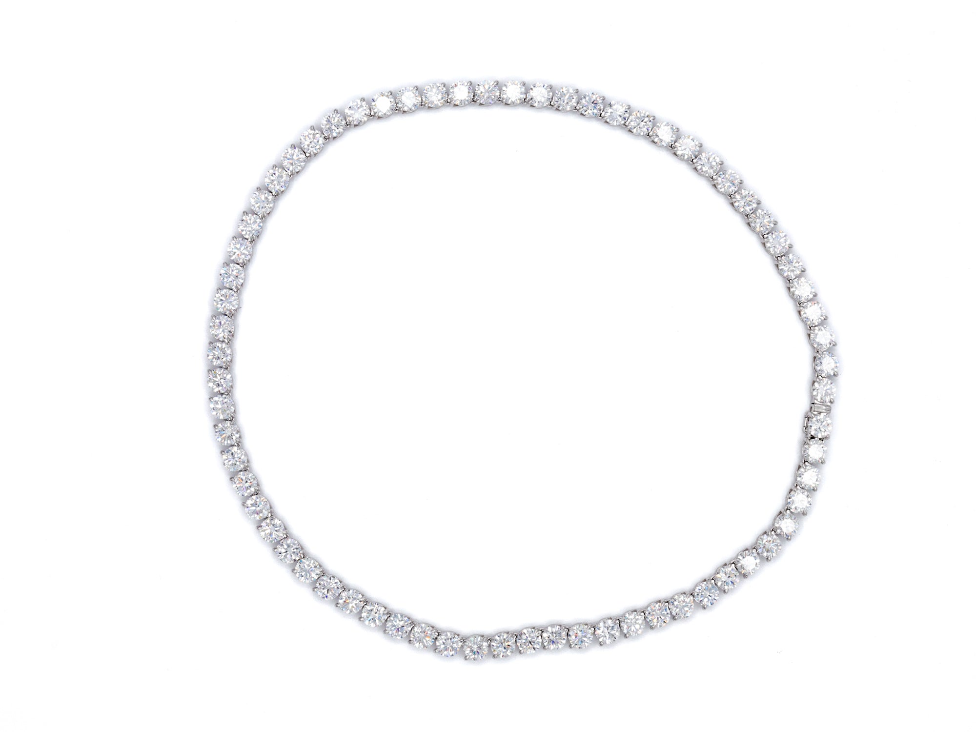 14K White Gold Lab Grown Round Diamond Tennis Necklace 45.7ct N-4568LGD