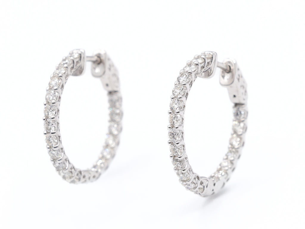 14KT White Gold Round Natural Diamond Hoops 2.06ctw E-206HOOP