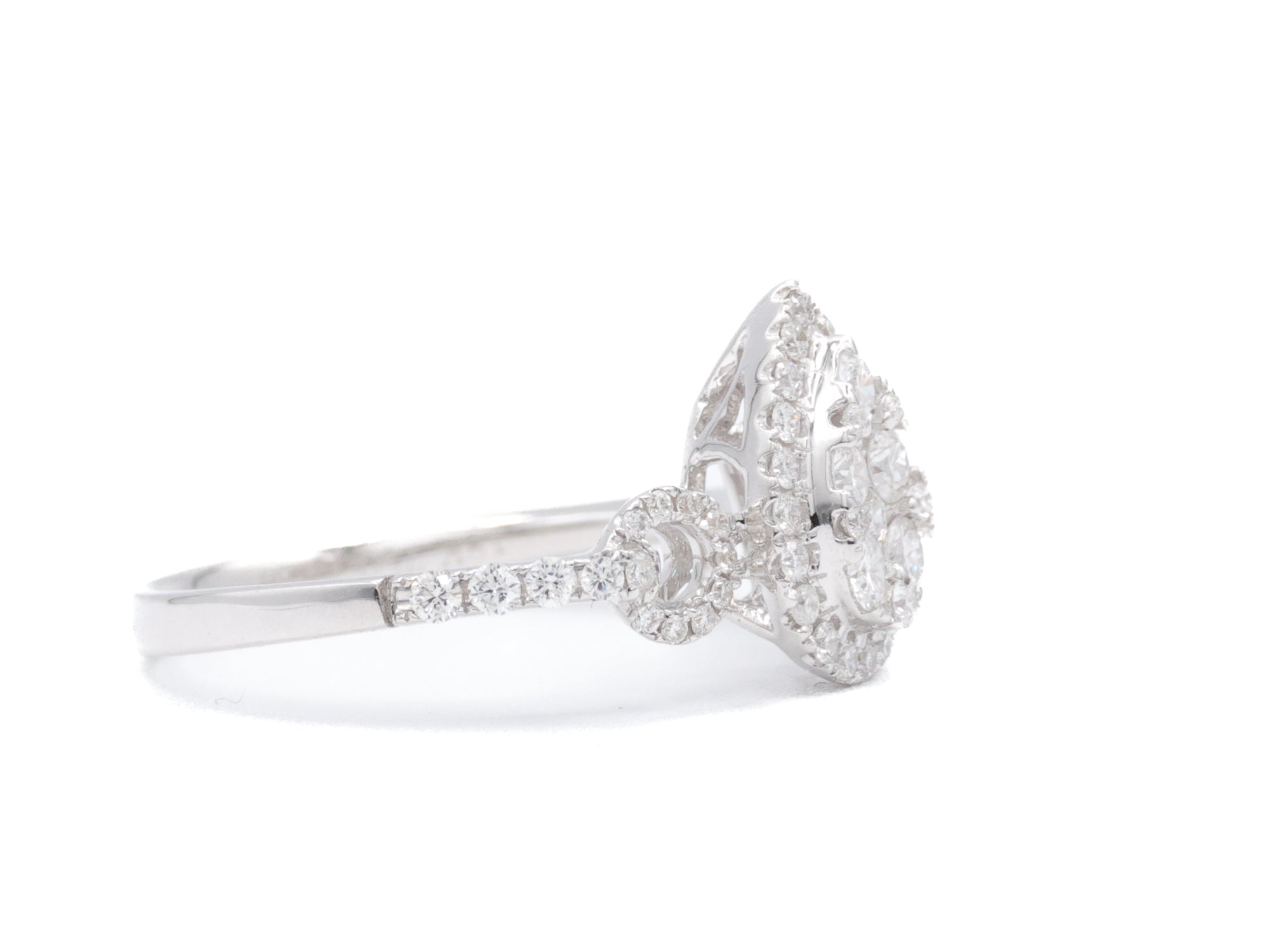 Pear Shape Invisible Set Diamond 18KT White Gold Ring 0.67ct R-67INV