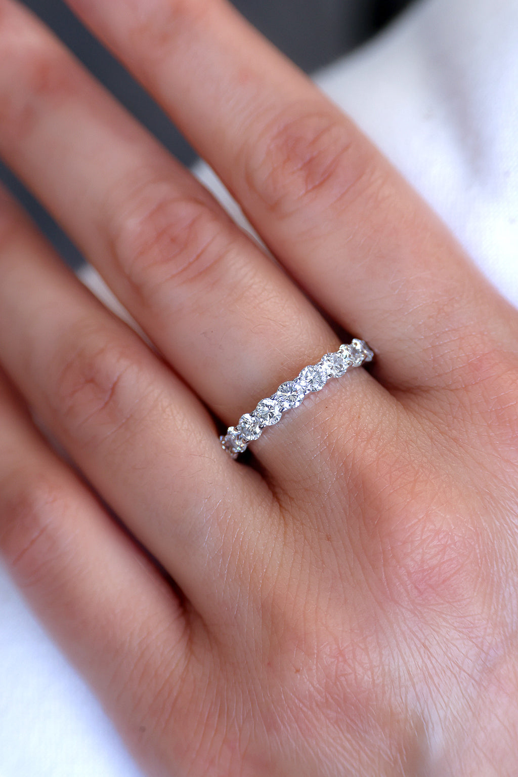 Round Natural Diamond 18KT White Gold Eternity Ring 2.01ct R-2011RD