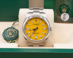 Rolex Oyster Perpetual 41 Yellow Index Dial on Oyster 124300 Complete 2021