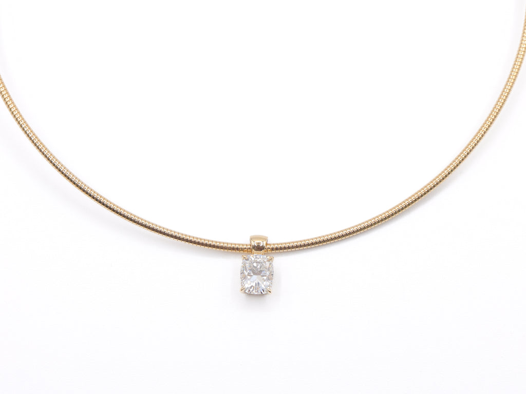 14K Yellow Gold Lab Grown Cushion Solitaire Pendant 9.7ct N-201CU