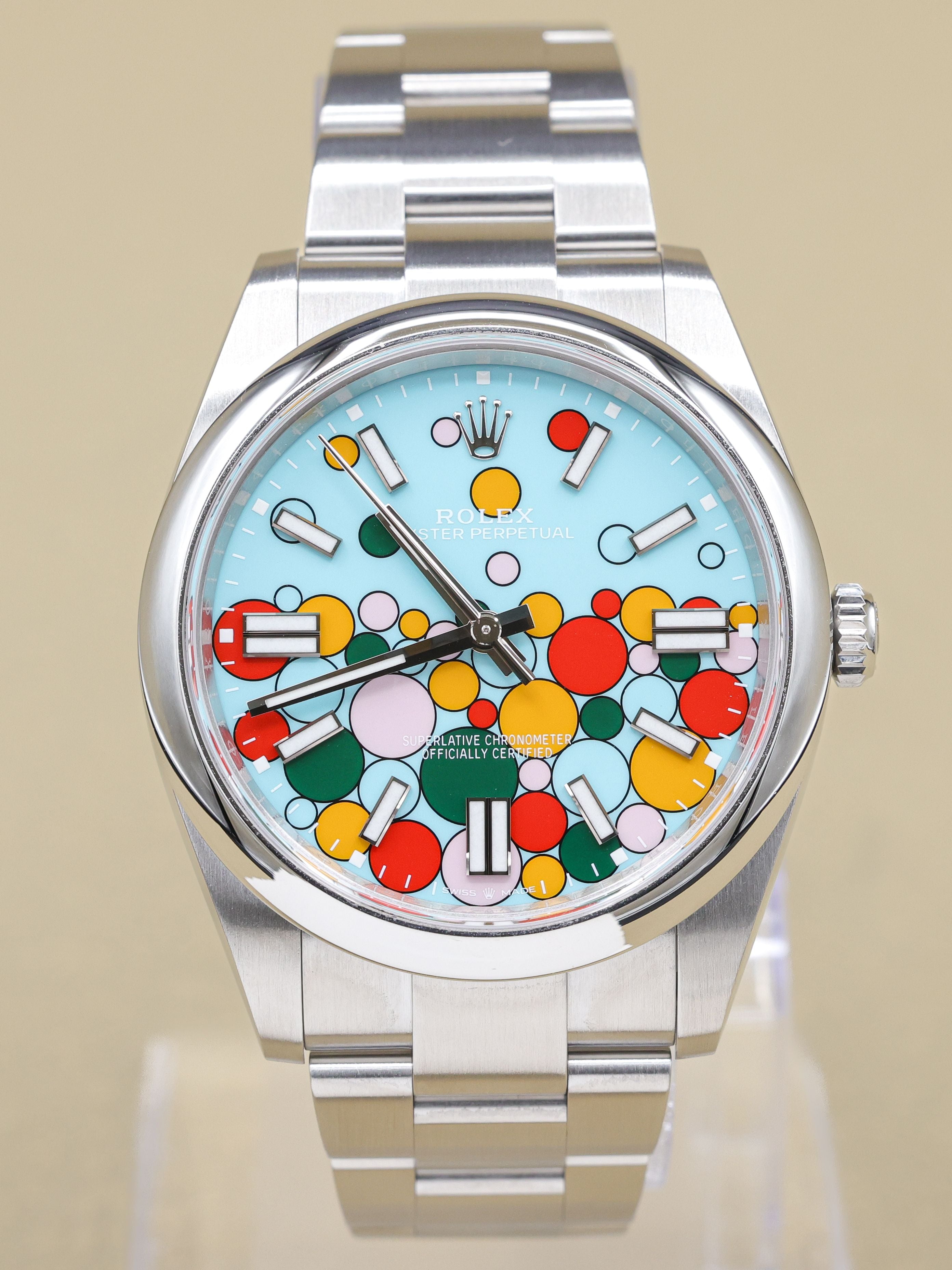 Rolex Oyster Perpetual 41 Celebration Turquoise Blue Celebration Dial on Oyster 124300 Complete 2023