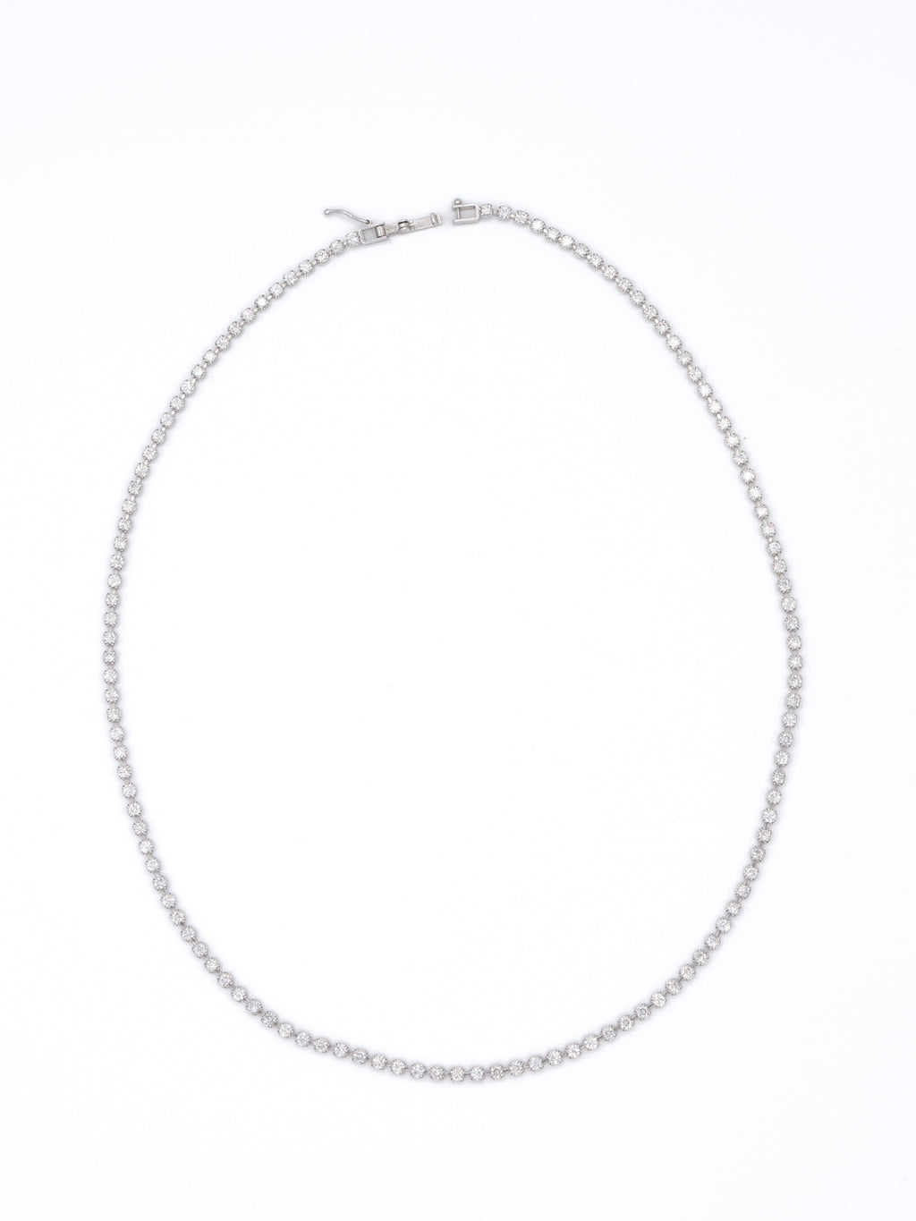 Platinum Round Natural Diamond Thin Tennis Necklace 13.1ct N-5PLT