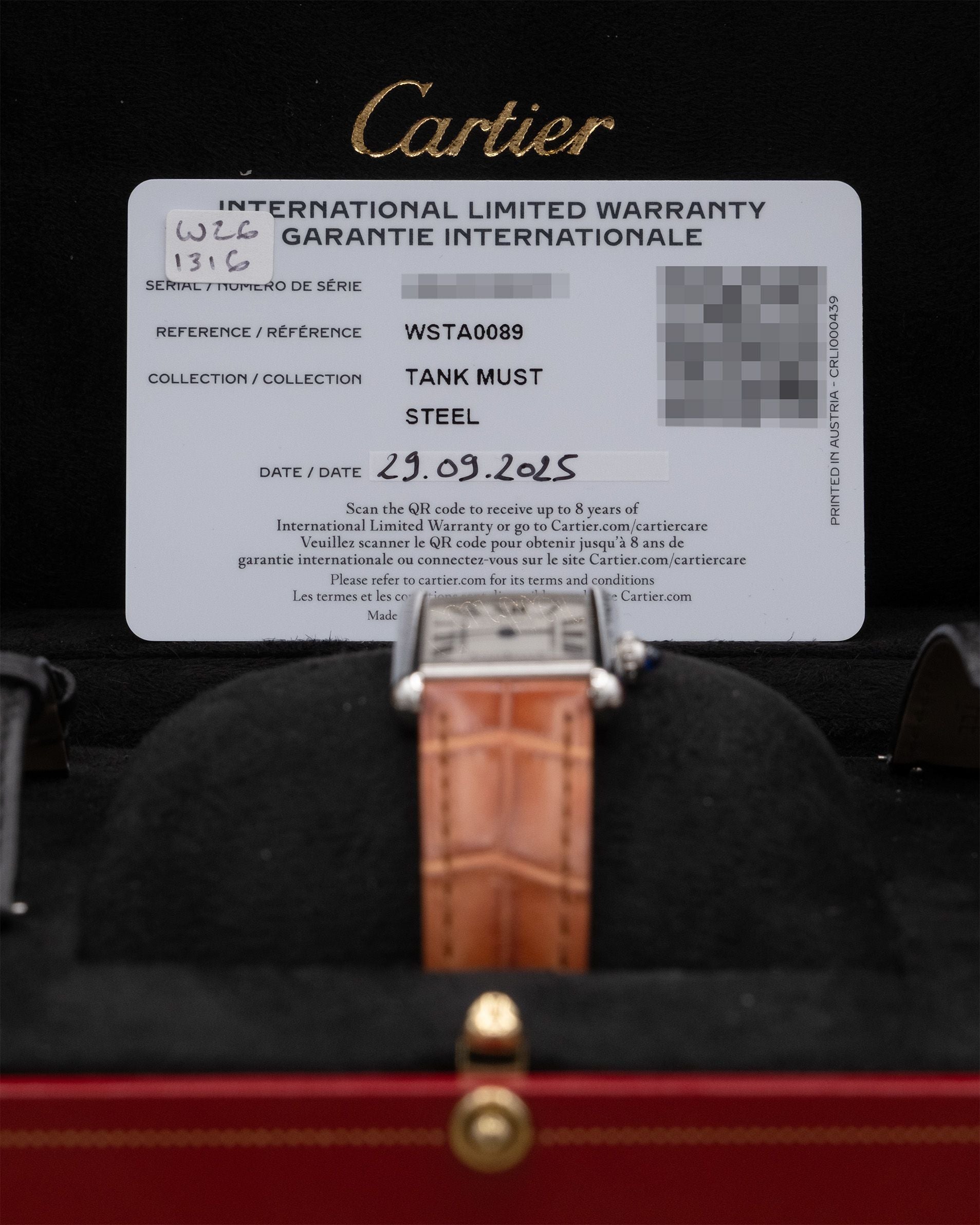 Cartier Tank Must White Dial on Brown Leather WSTA0089 Complete 2025