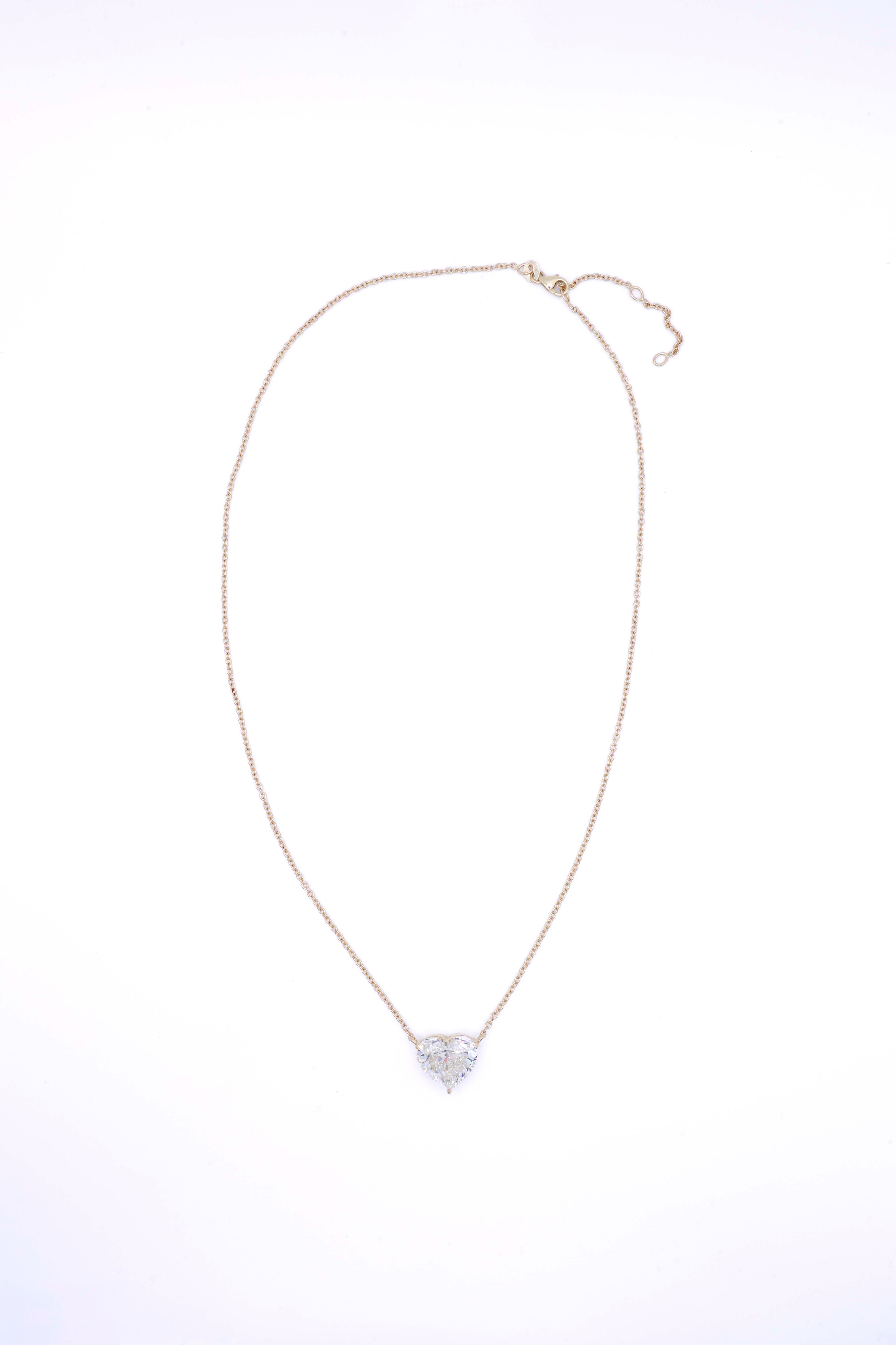 14K Yellow Gold Heart Natural Diamond Solitaire Pendant 2.2ct P-603HS