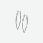 18KT White Gold Round Diamond Marquise Shaped Hoops 1.86ctw E-1862