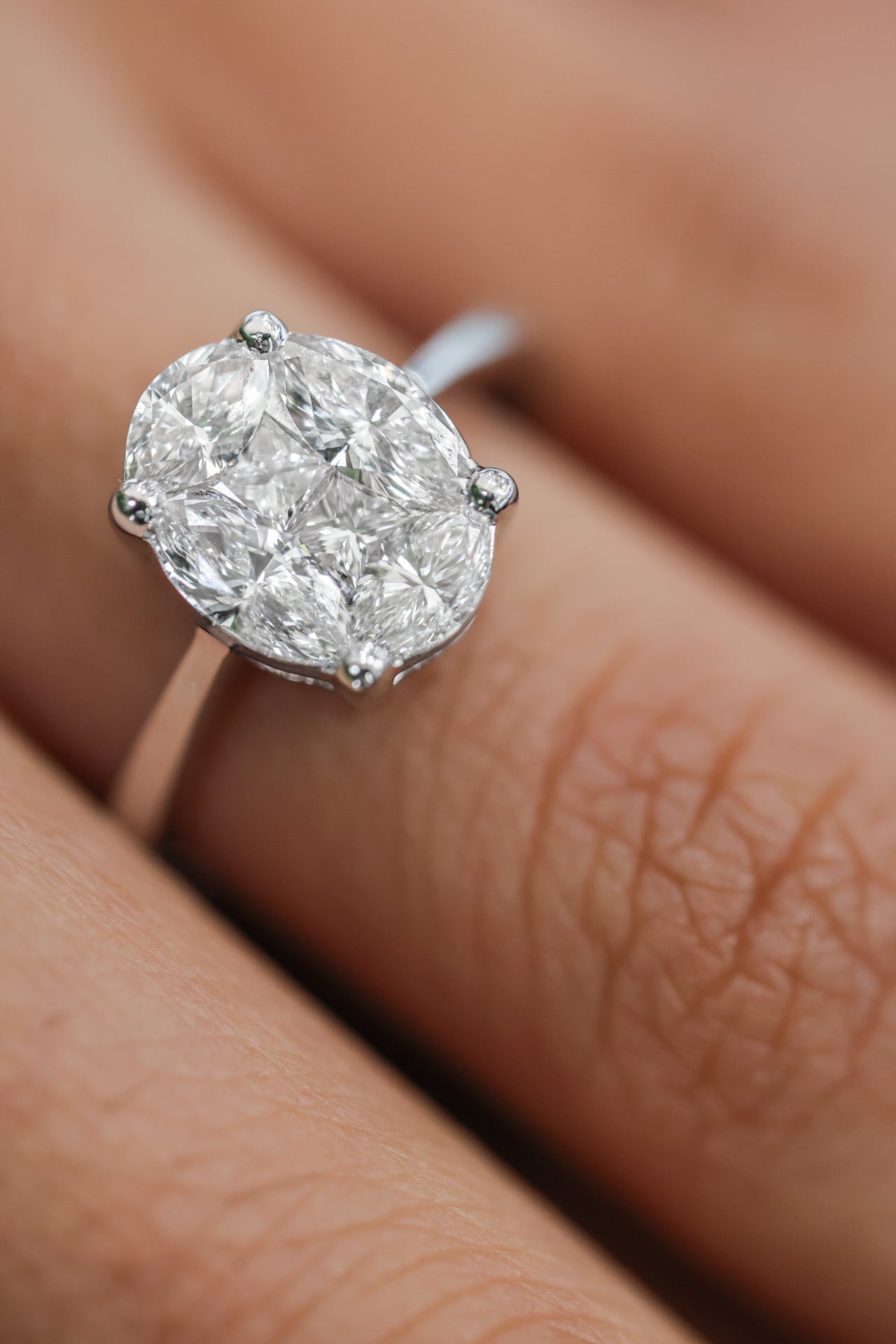 Oval Diamond Invisible Setting 18KT White Gold Ring 1.09ct R-0300LR2