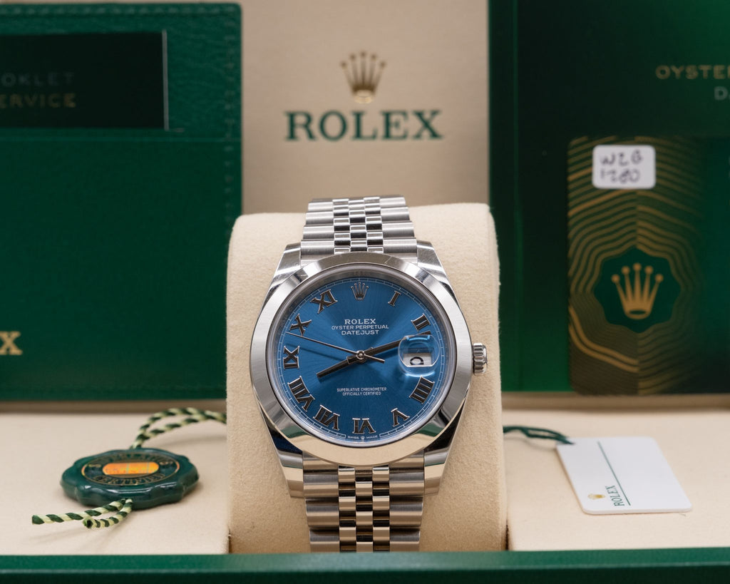 Rolex Datejust 41 Blue Roman Dial on Jubilee 126300 Complete 2026