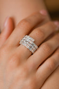 White Gold LARGE SPIRAL RING - 3 ROW Cocktail Ring 11.38 cts.