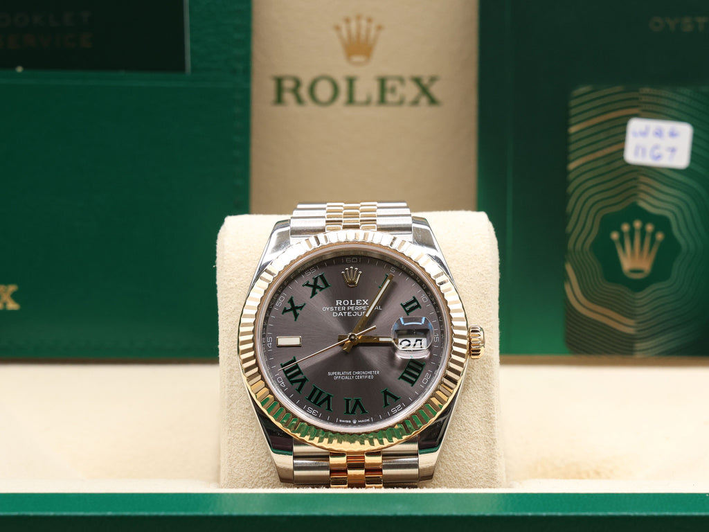 Rolex Datejust 41 Slate Green Roman Dial on Jubilee 126333 Complete 2021