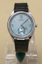 Rolex 1908 Ice Blue Rice-Grain Motif Index Dial on Matt black alligator leather 52506 Complete 2026