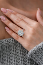 Cushion Diamond Halo Pave Platinum Engagement Ring 5.60ct R-560