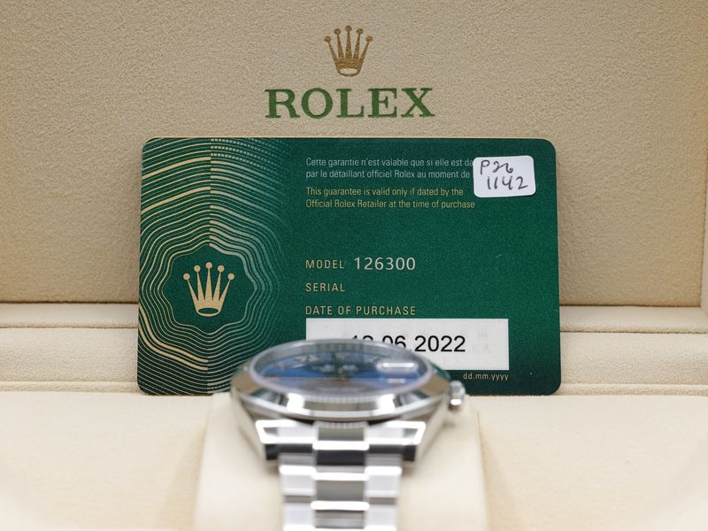 Rolex Datejust 41 Blue Roman Dial on Oyster 126300 Complete 2022