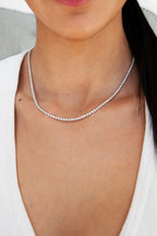 18K White Gold Illusion Set Round Diamond Tennis Necklace 3ct N-329RD