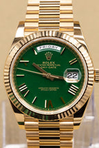 Rolex Day-Date 40 Green Roman Dial on President 228238 Complete 2026