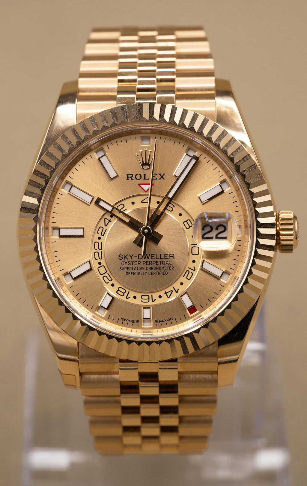 Rolex SkyDweller Champagne Index Dial on Jubilee 336938 Complete 2025