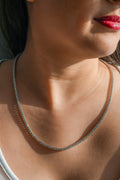 Round Natural Diamond 18K White Gold Tennis Necklace 18.9ct N-1060