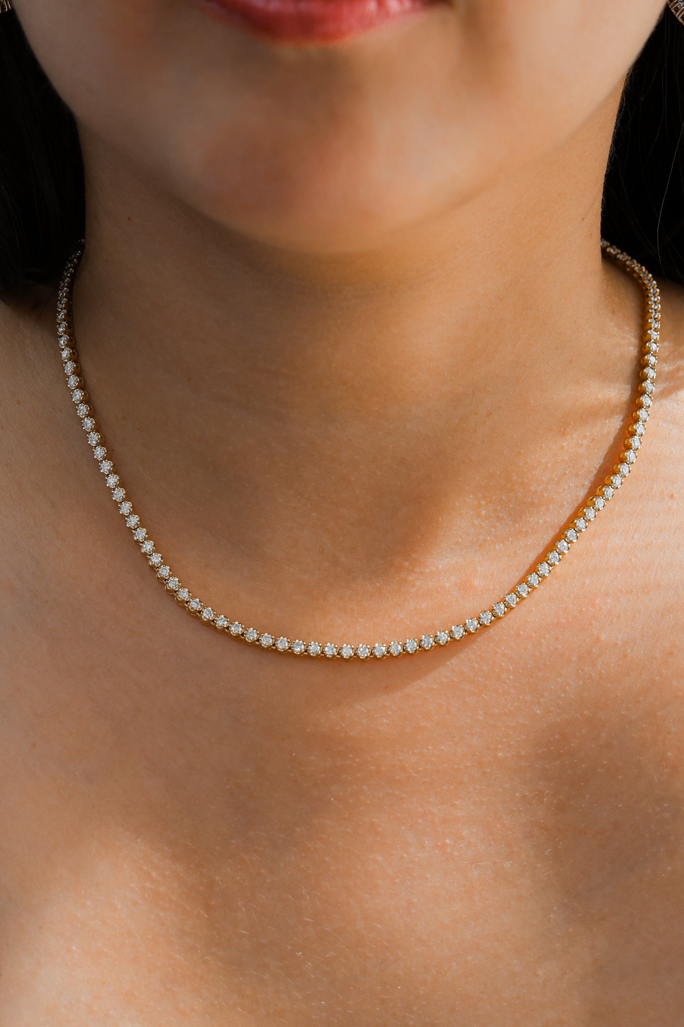 14K White Gold Round Diamond Illusion Tennis Necklace 4ct N-4175RD