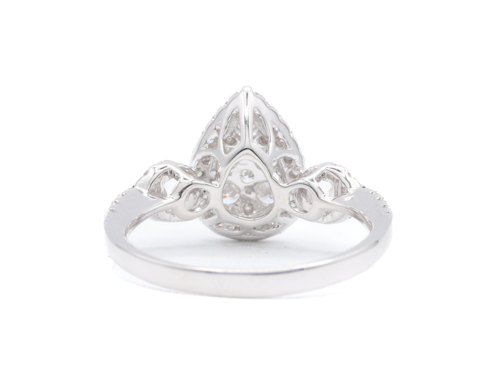 Pear Shape Invisible Set Diamond 18KT White Gold Ring 0.67ct R-67INV