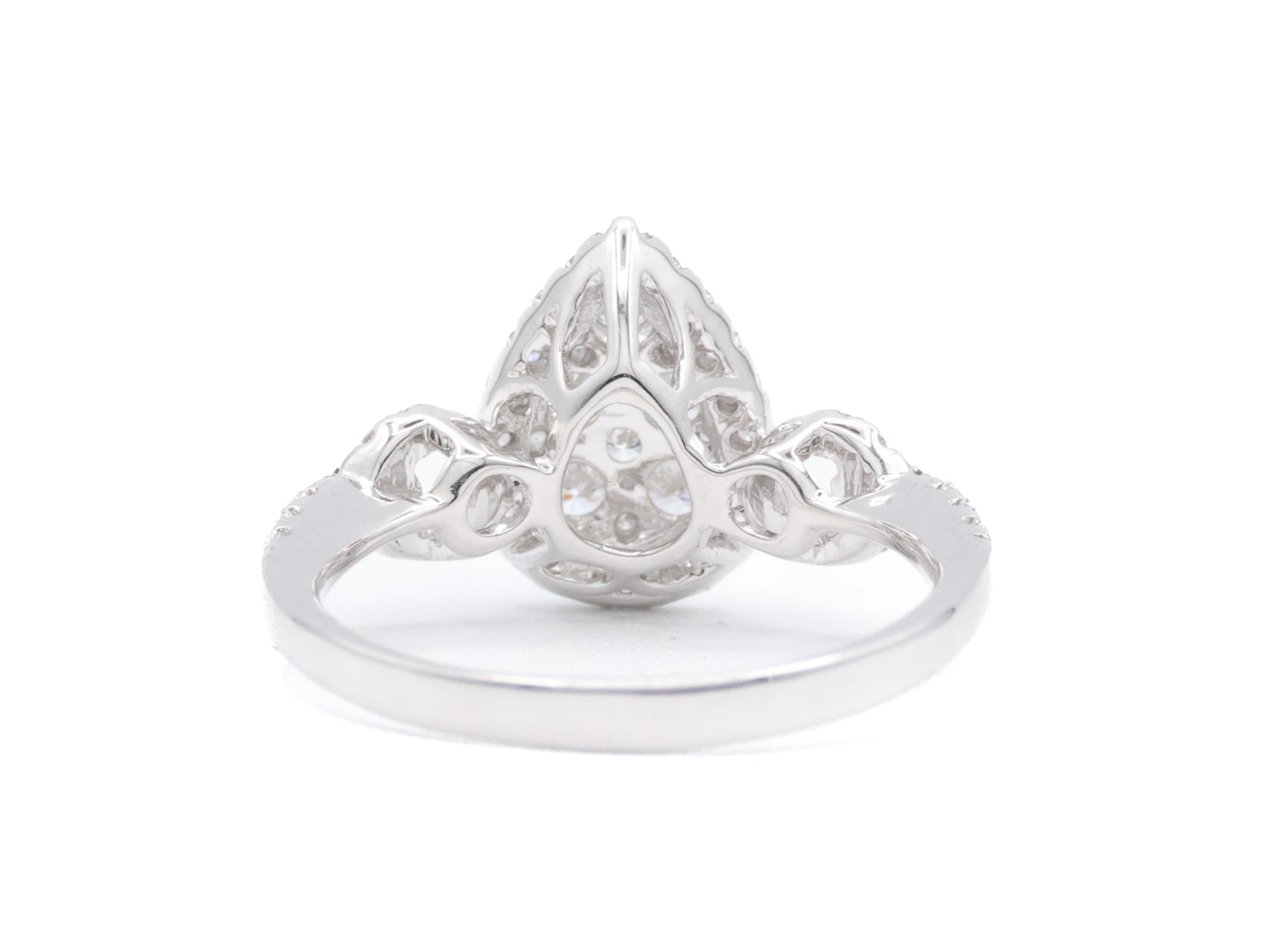 Pear Shape Invisible Set Diamond 18KT White Gold Ring 0.67ct R-67INV