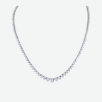 18K Gold Round Diamond Graduate Tennis Necklace 17ct N-17ct Grad