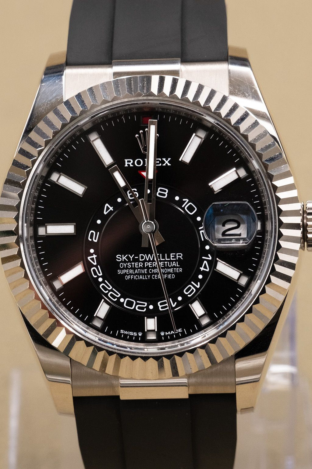 Rolex SkyDweller Black Index Dial on Oysterflex 336239 Complete 2024