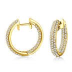 18KT White Gold Round Natural Diamond Huggie Earrings 2.08ctw E-12143