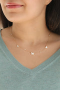 14K Yellow Gold Mother of Pearl Butterfly Diamond Necklace 3.7ct N-0425