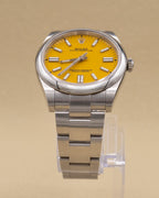 Rolex Oyster Perpetual 41 Yellow Index Dial on Oyster 124300 Complete 2021
